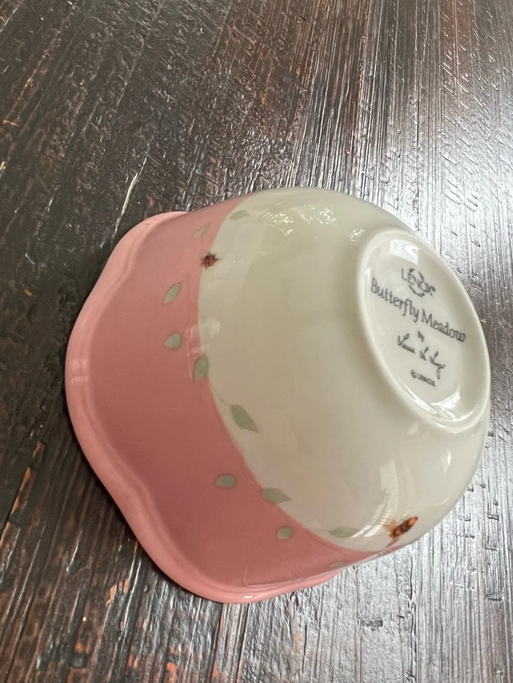 Butterfly Meadow by Lenox Pink fruit / ice cream bowl 4.75”